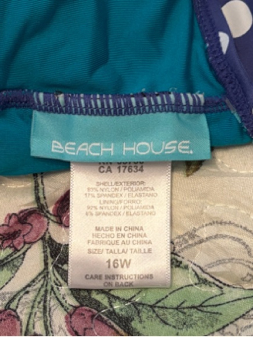 Blue Polka Dot Swim Tank  with Stripe‎ Accent - size 16W - Picture 3 of 4